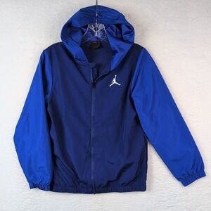 Jordan Jumpman Hooded Jacket Youth Boys Medium 10-12 Yrs Zip Windbreaker Blue